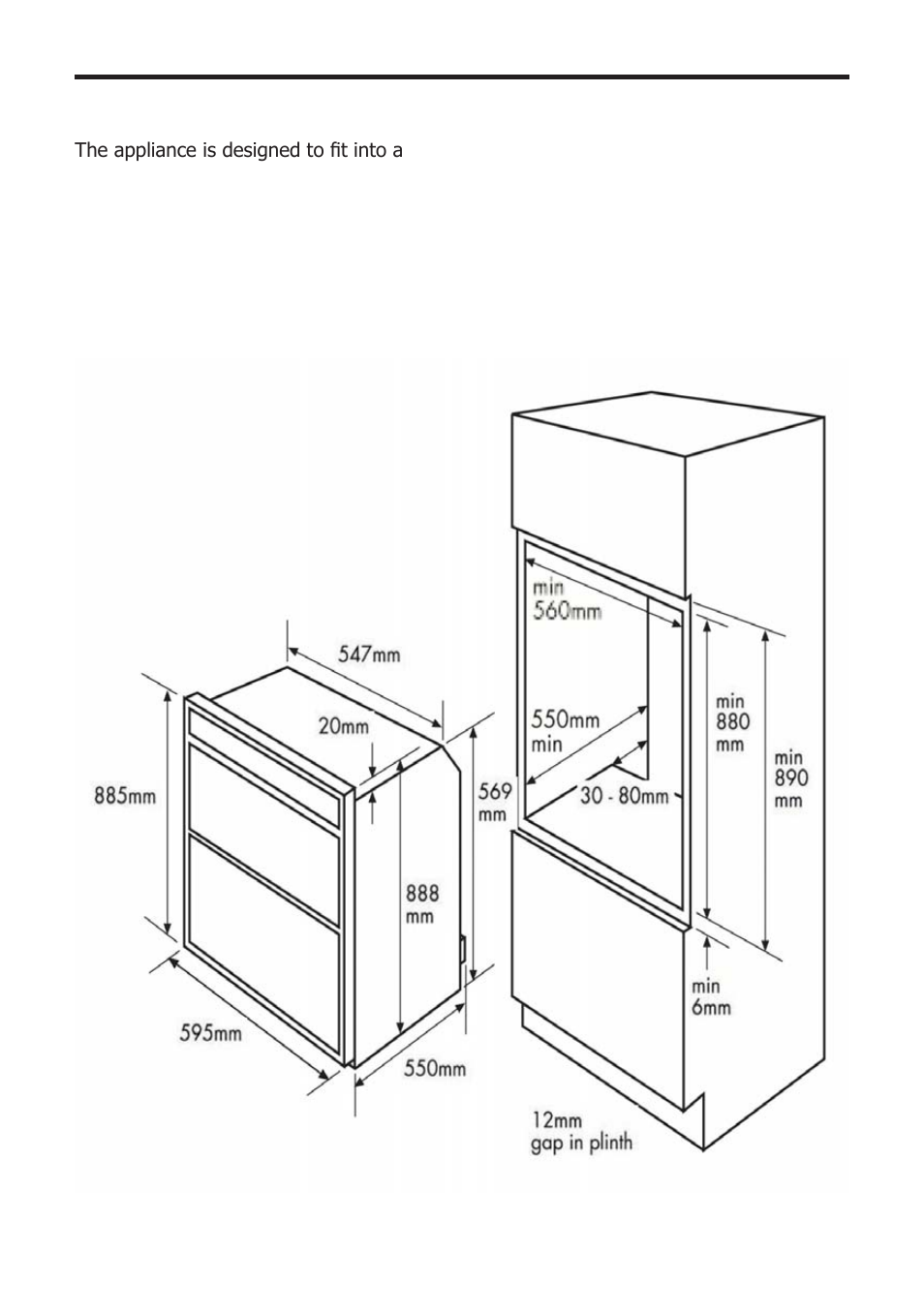 Installation - 90cm | Glen Dimplex Home Appliances Ltd Beiling Built-in Electric Microwave Oven 82757900 User Manual | Page 33 / 44