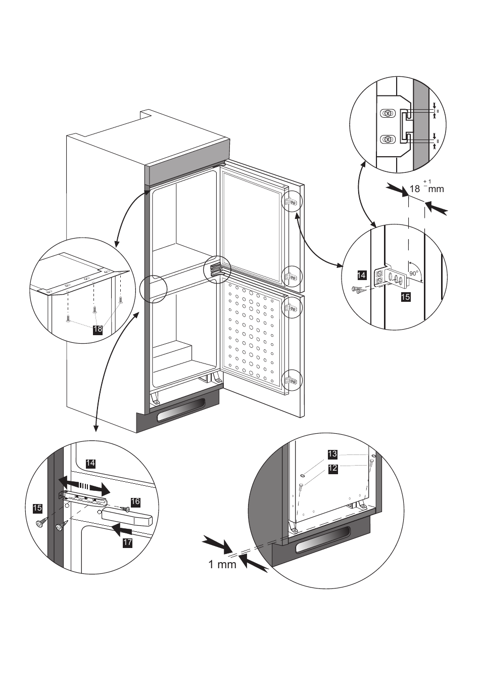 1 mm, 18 mm | Glen Dimplex Home Appliances Ltd BE817 User Manual | Page 24 / 30