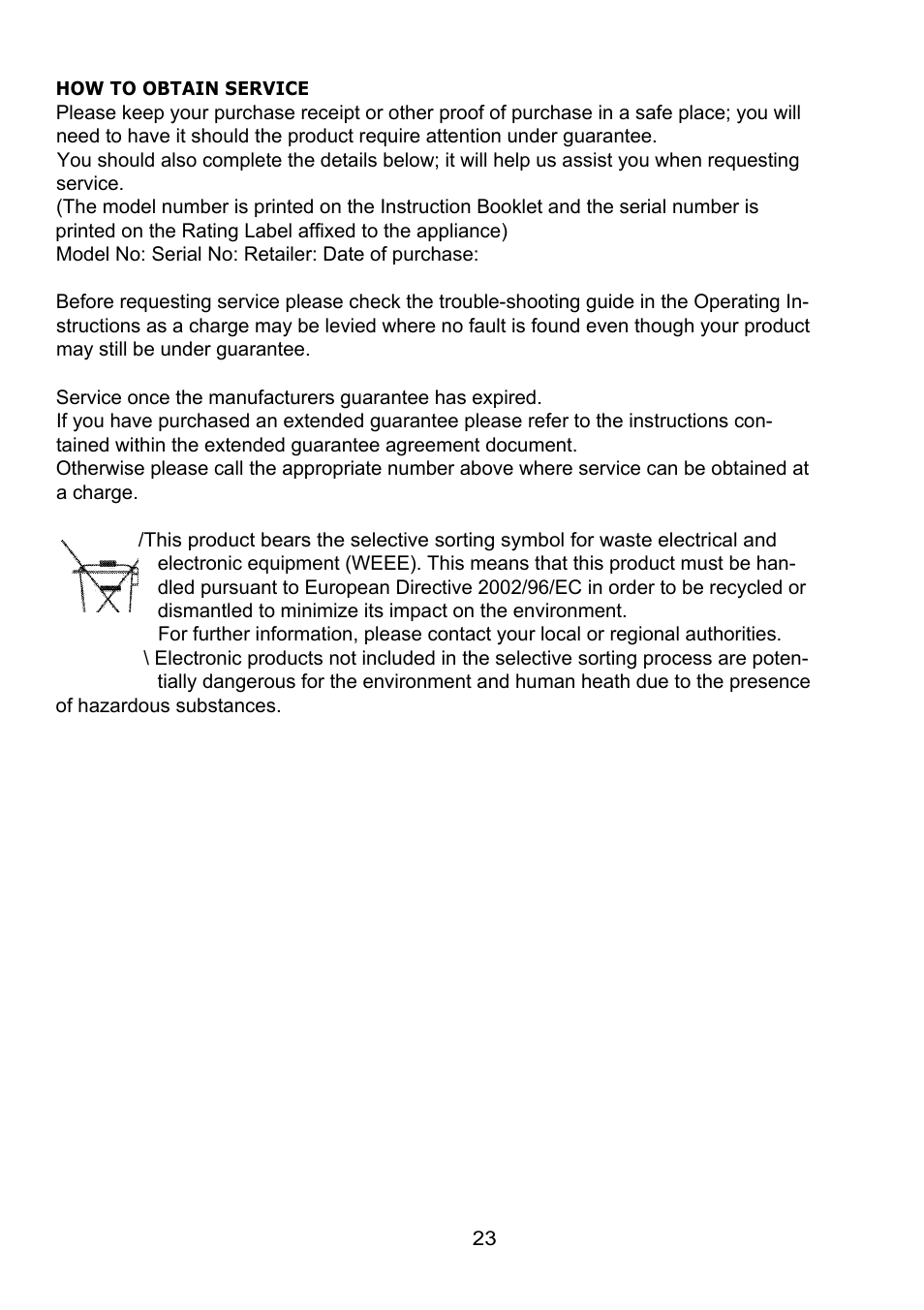 Glen Dimplex Home Appliances Ltd BE815 User Manual | Page 25 / 28