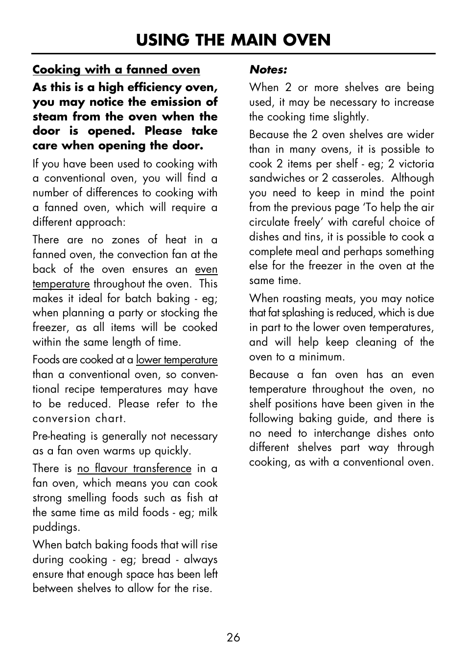 Using the main oven | Glen Dimplex Home Appliances Ltd FSE 60 I User Manual | Page 28 / 48
