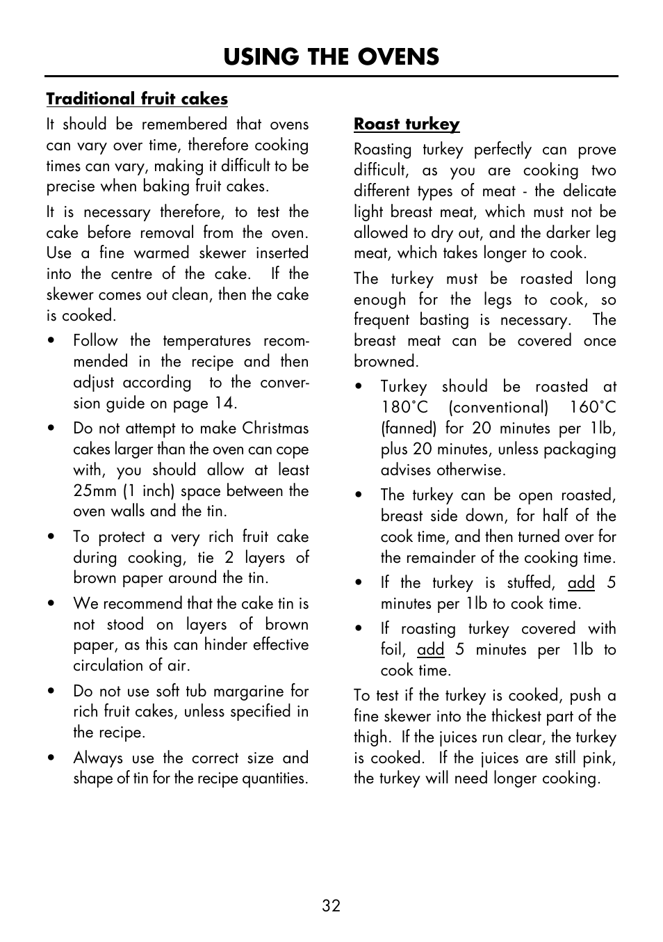 Using the ovens | Glen Dimplex Home Appliances Ltd FSE 60 I User Manual | Page 34 / 48