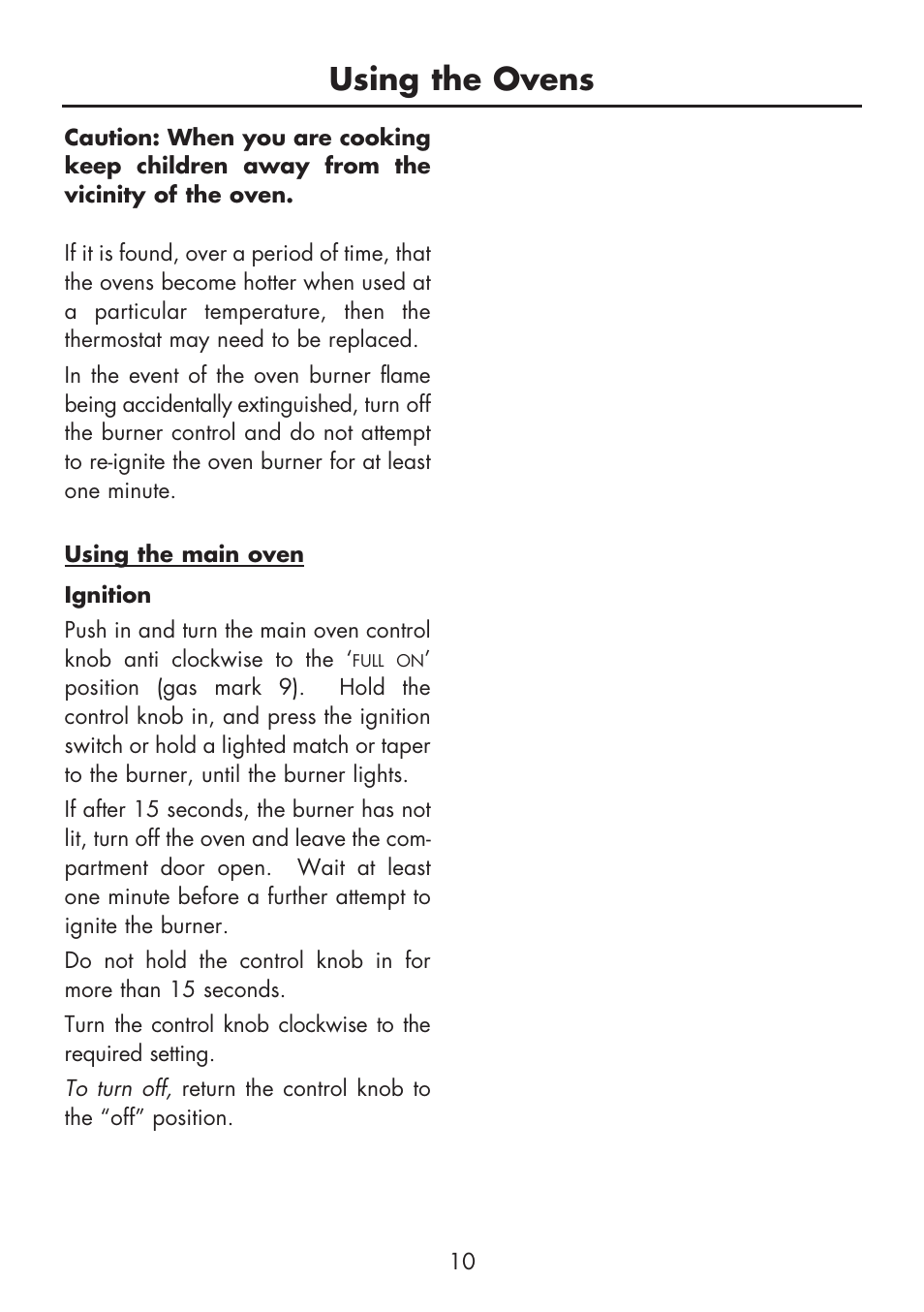 Using the ovens | Glen Dimplex Home Appliances Ltd FSG 60 DO/DOP User Manual | Page 12 / 32