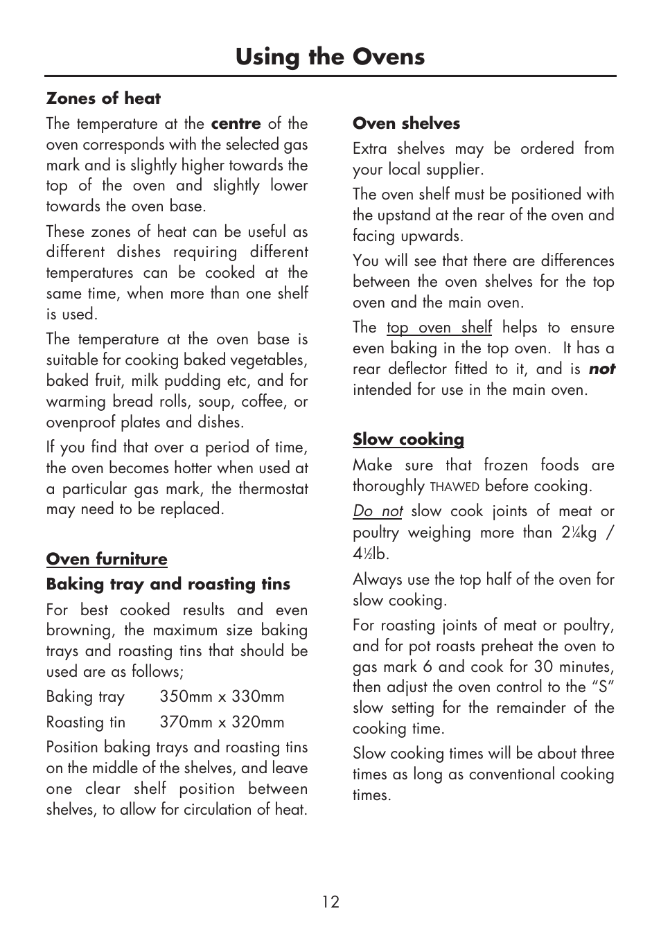 Using the ovens | Glen Dimplex Home Appliances Ltd FSG 60 DO/DOP User Manual | Page 14 / 32