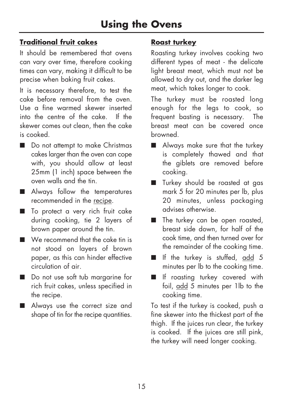 Using the ovens | Glen Dimplex Home Appliances Ltd FSG 60 DO/DOP User Manual | Page 17 / 32