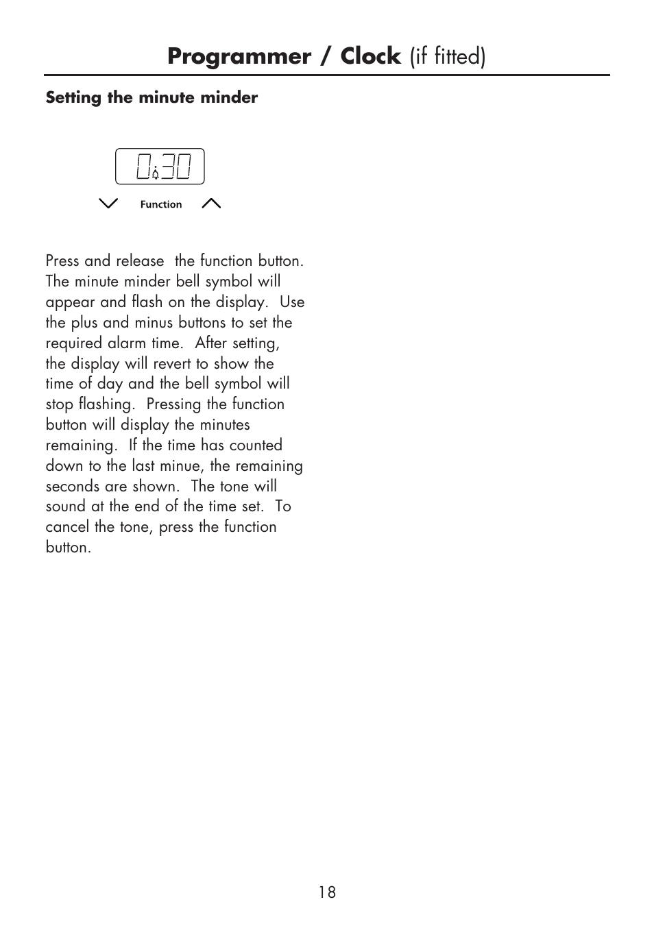 Programmer / clock (if fitted) | Glen Dimplex Home Appliances Ltd FSG 60 DO/DOP User Manual | Page 20 / 32