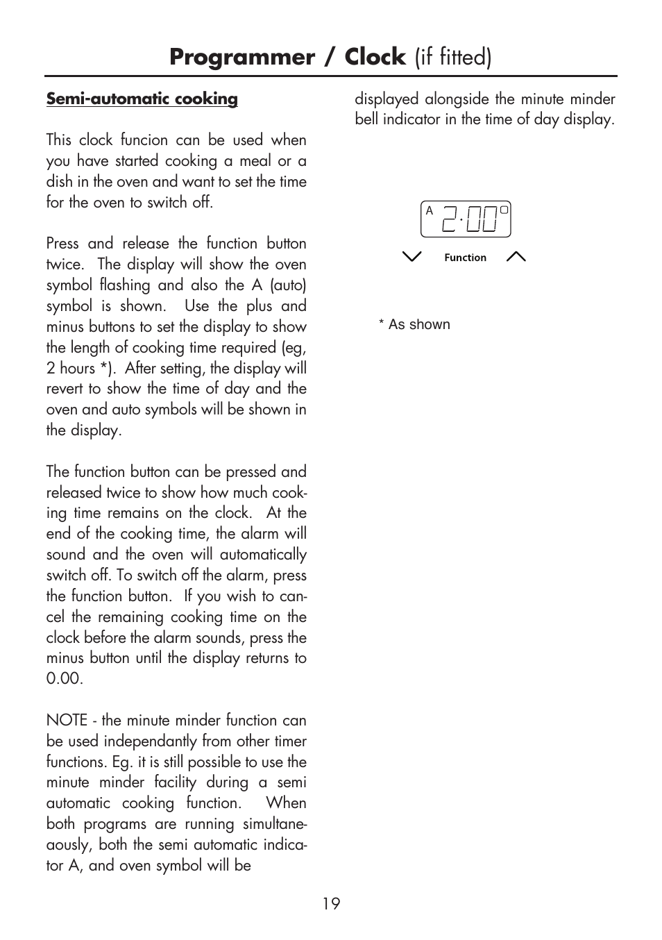 Programmer / clock (if fitted) | Glen Dimplex Home Appliances Ltd FSG 60 DO/DOP User Manual | Page 21 / 32