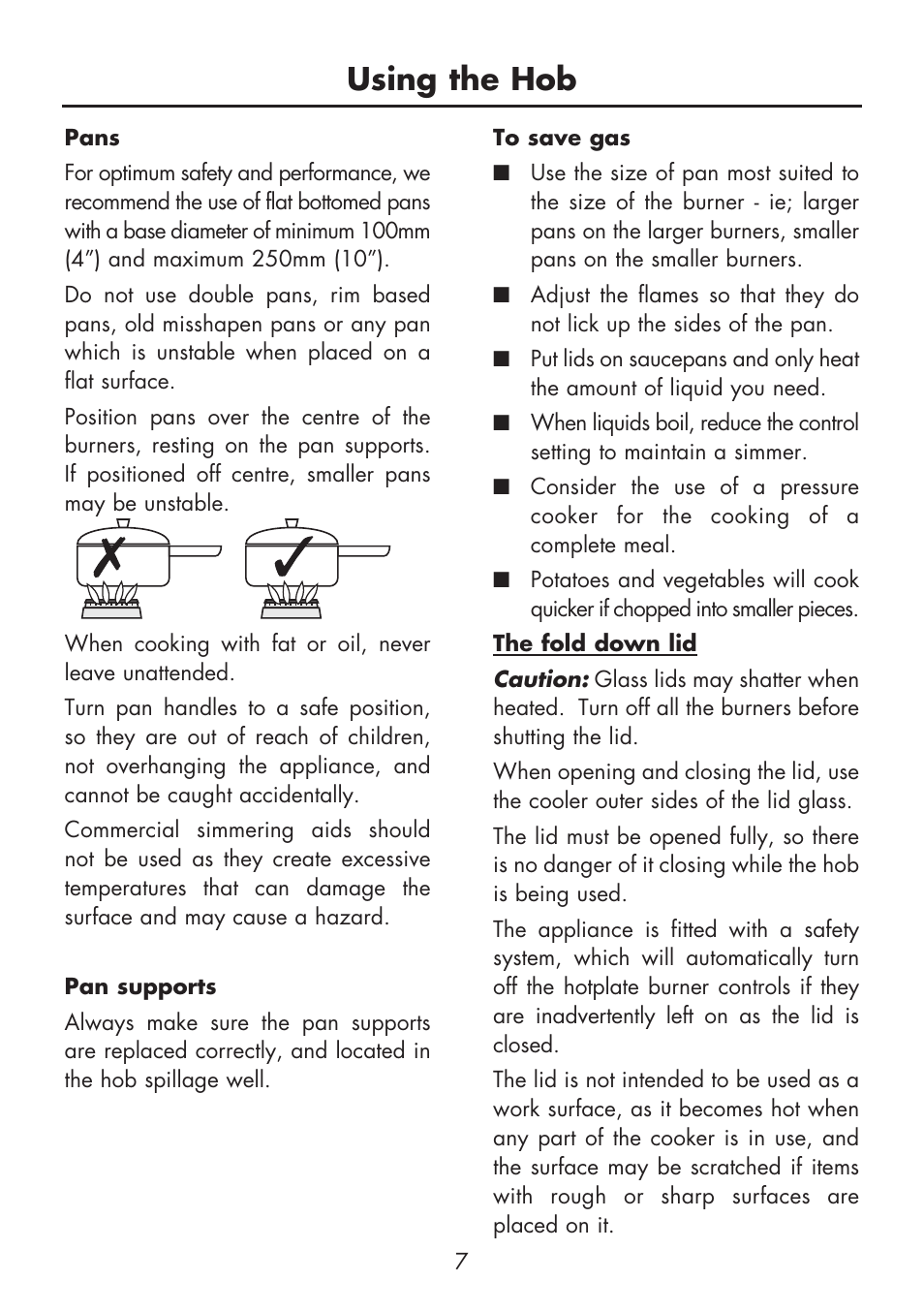 Using the hob | Glen Dimplex Home Appliances Ltd FSG 60 DO/DOP User Manual | Page 9 / 32