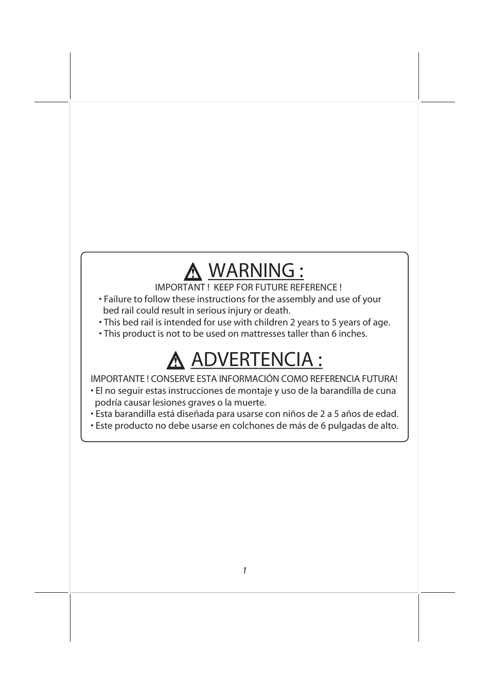 Advertencia, Warning | Babies "R"Us 1926032H11 User Manual | Page 2 / 18