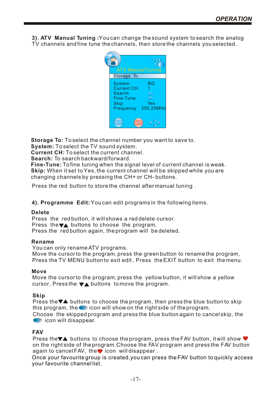 Operation -17 | BUSH 22" LCD TV IDLCD2204HD User Manual | Page 18 / 25