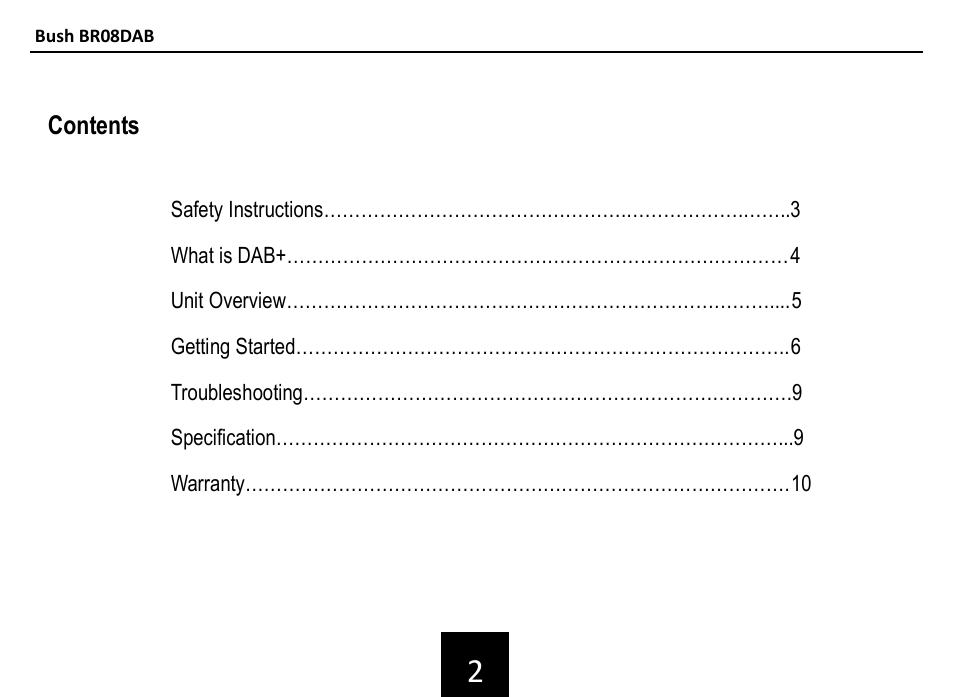 BUSH DAB+ Digital Radio BR08DAB User Manual | Page 3 / 12