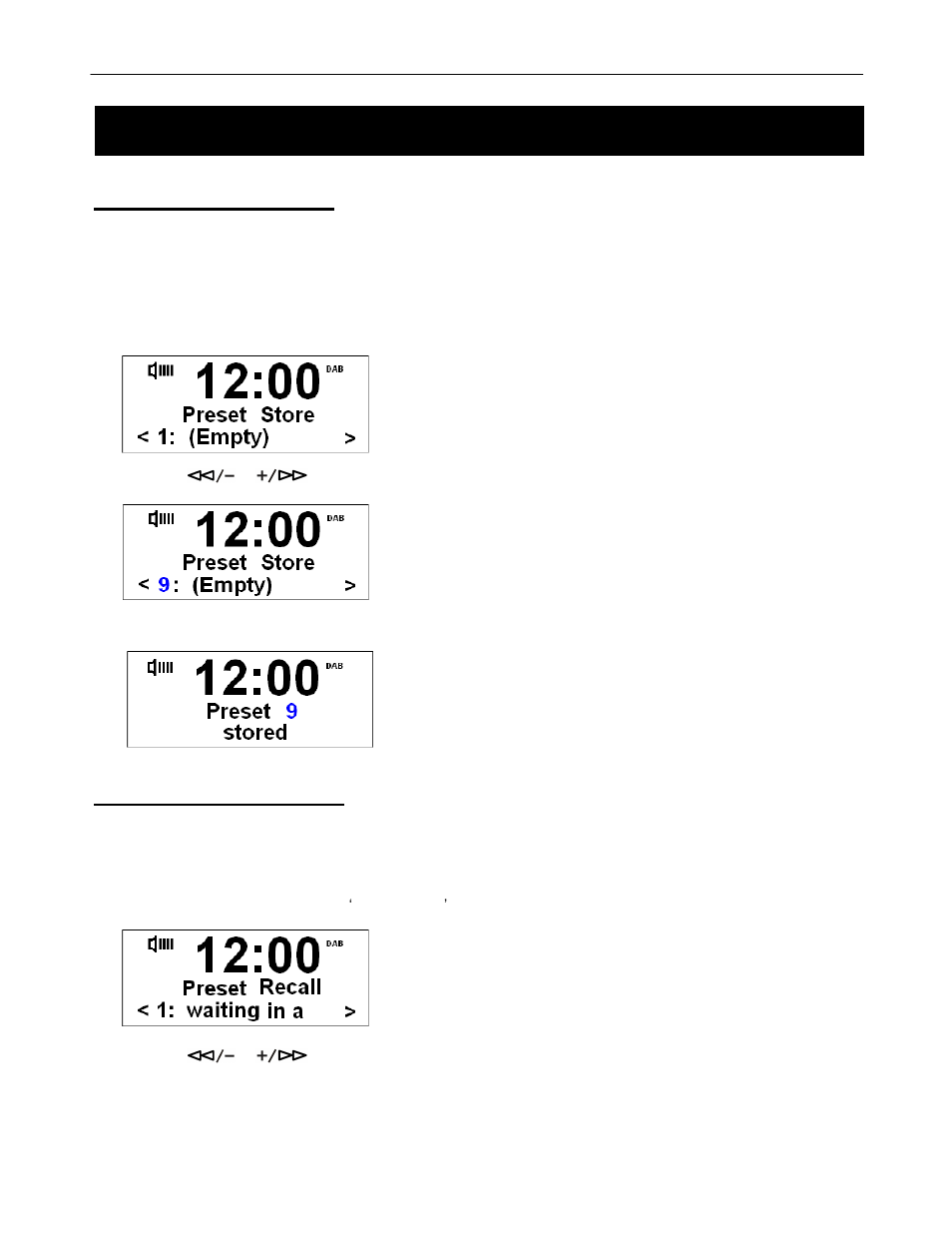 Using presets, Setting station presets, Playing a preset station | BUSH DAB + ALARM CLOCK RADIO BCR31DAB User Manual | Page 11 / 22