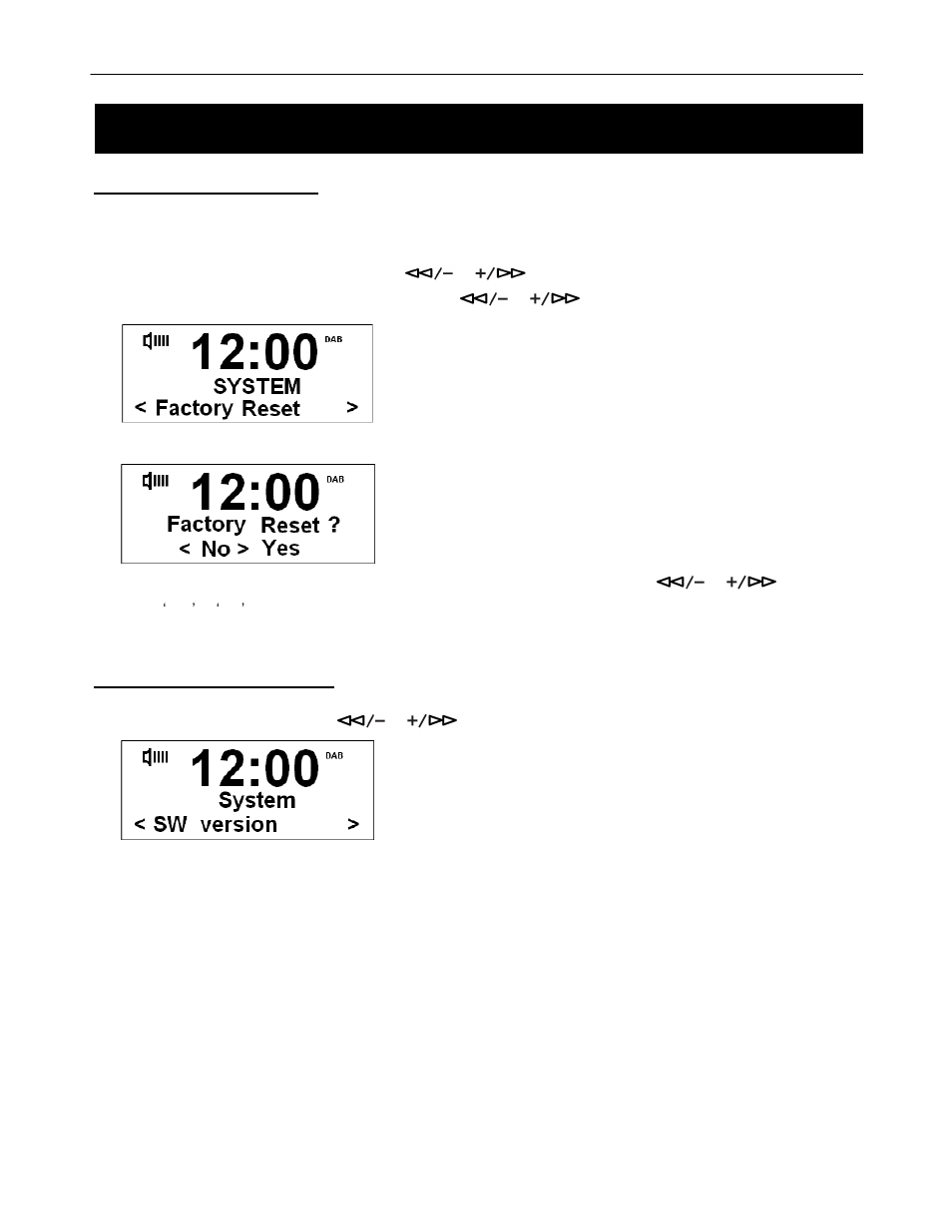 System setup, How to factory reset, How to get sw version | BUSH DAB + ALARM CLOCK RADIO BCR31DAB User Manual | Page 19 / 22