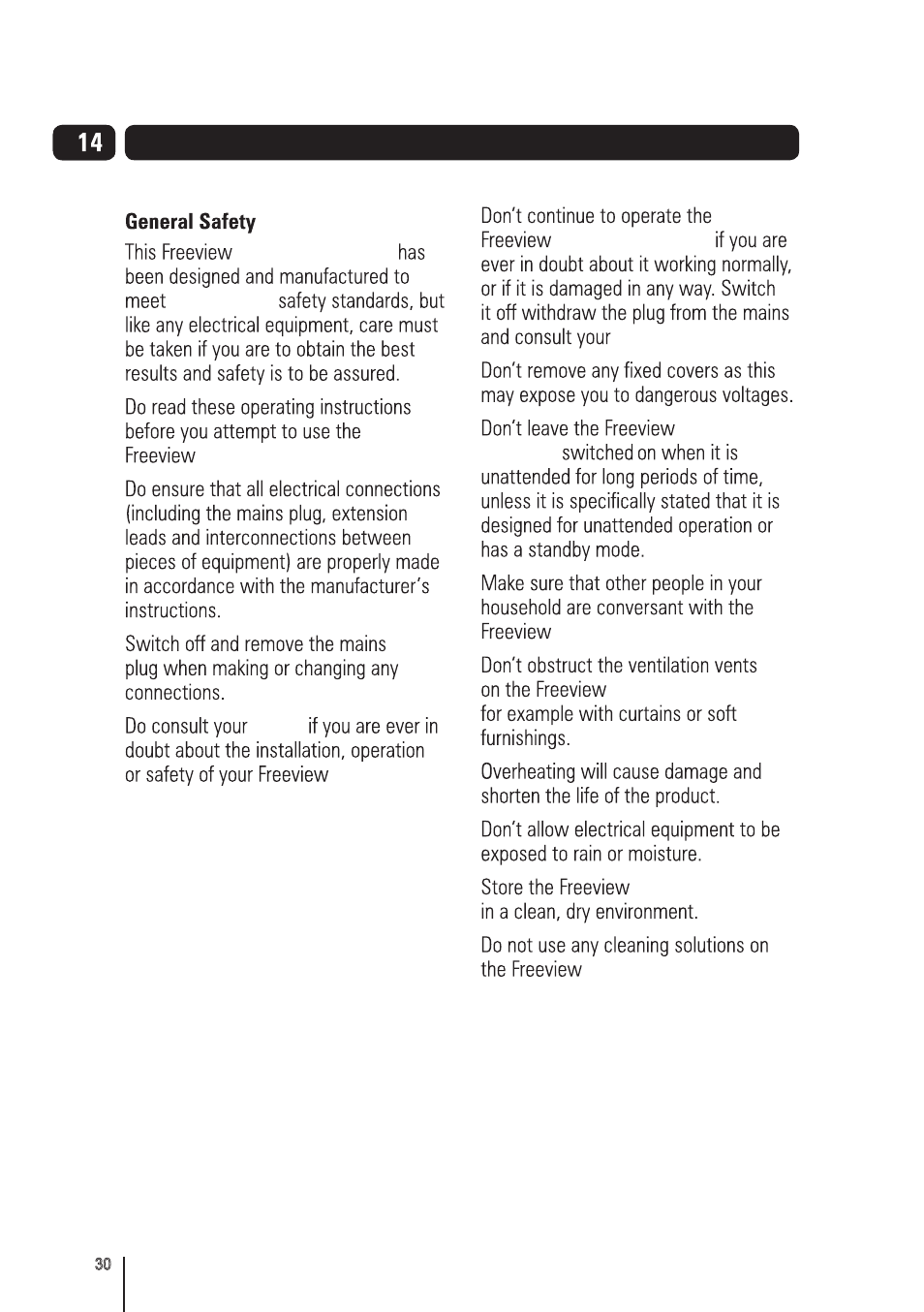 Safety | BUSH High Definition Digital Video Recorder BVR501FV User Manual | Page 31 / 33