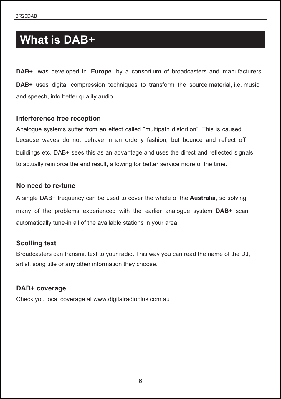 What is dab | BUSH DAB + digital radio with touch control BR20DAB User Manual | Page 6 / 20