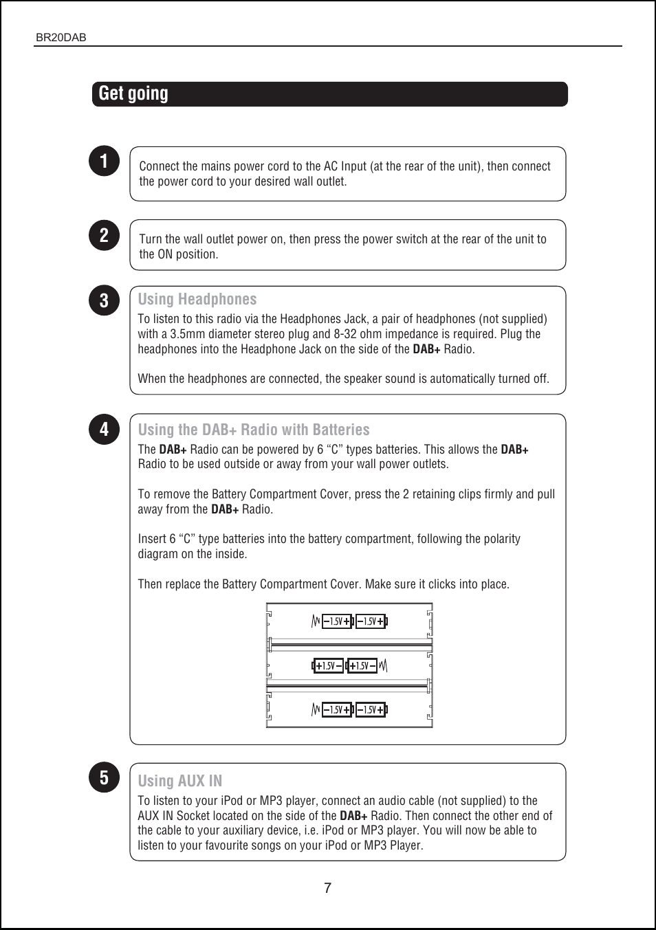 5get going | BUSH DAB + digital radio with touch control BR20DAB User Manual | Page 7 / 20