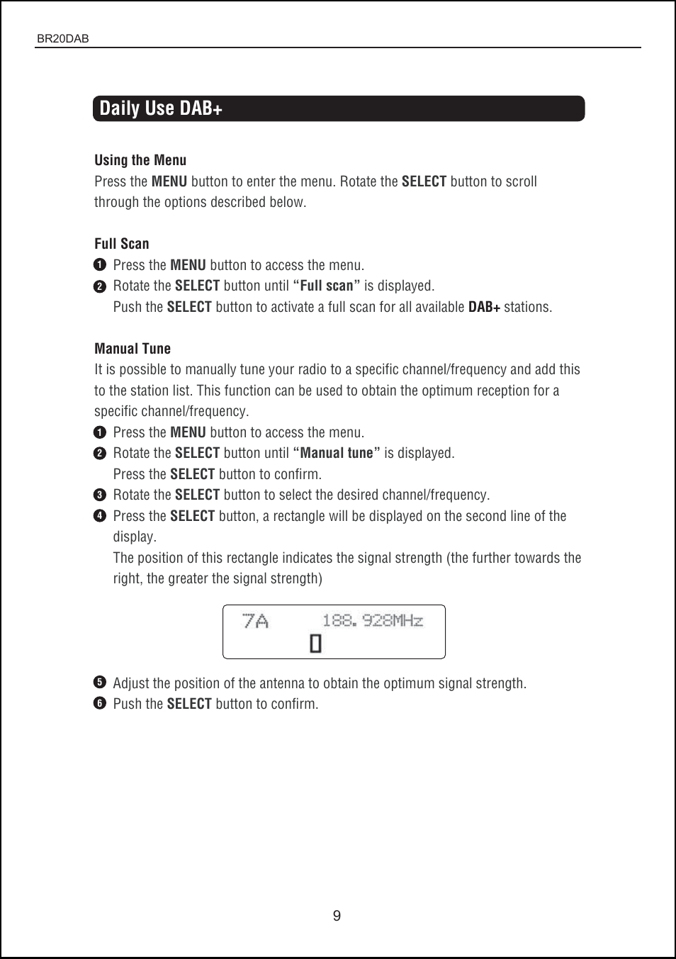 Daily use dab | BUSH DAB + digital radio with touch control BR20DAB User Manual | Page 9 / 20