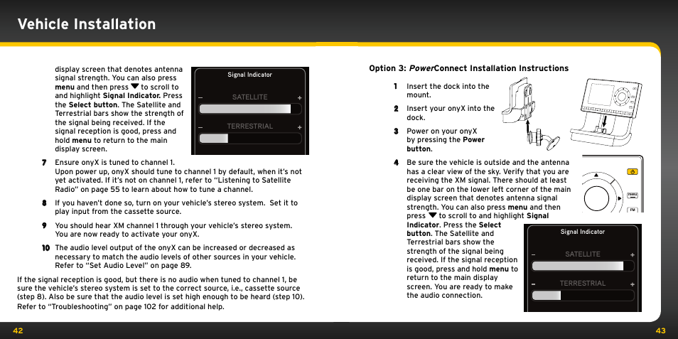Vehicle installation, Option 3: power connect installation instructions | Audiovox ONYX User Manual | Page 22 / 58