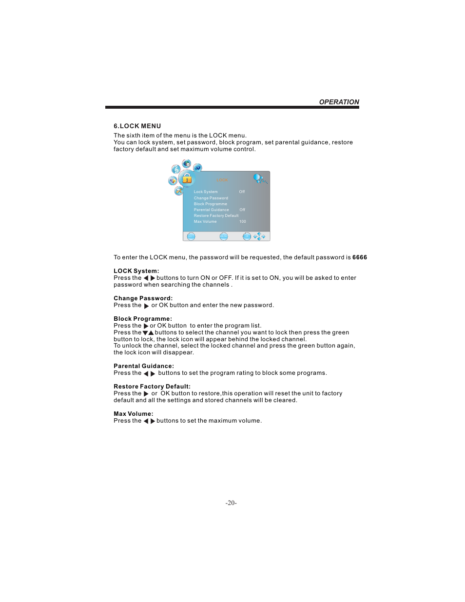 Operation -20 | BUSH 26" LCD TV IDLCD2604HD User Manual | Page 21 / 24