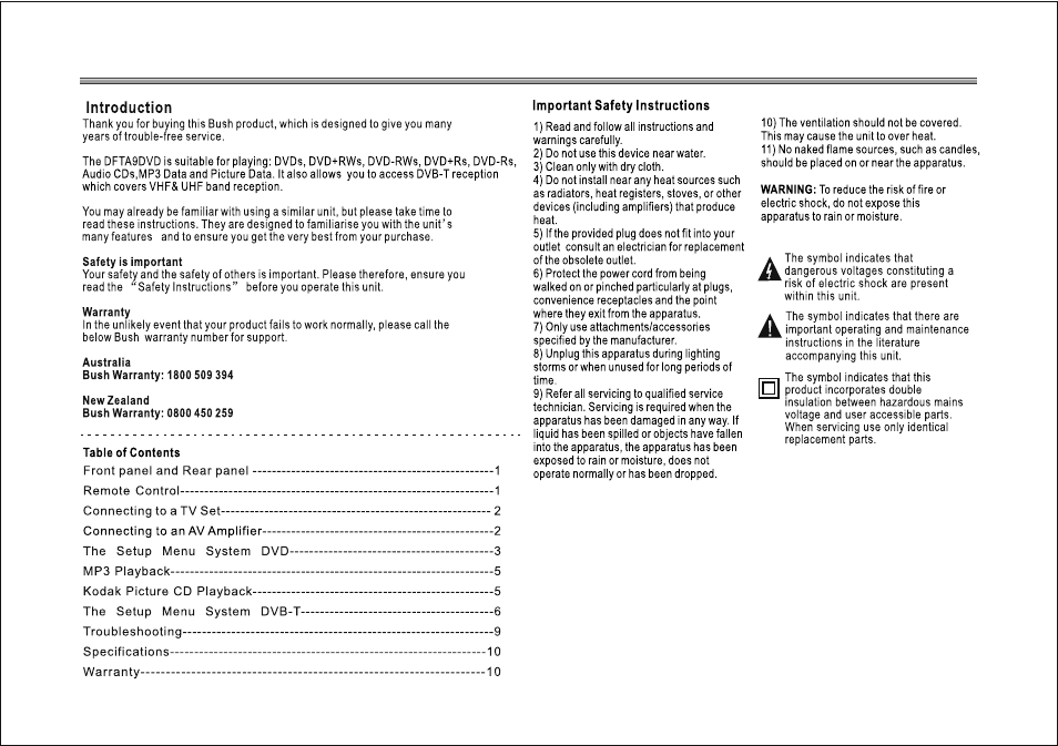 Introduction | BUSH DFTA9DVD User Manual | Page 2 / 13