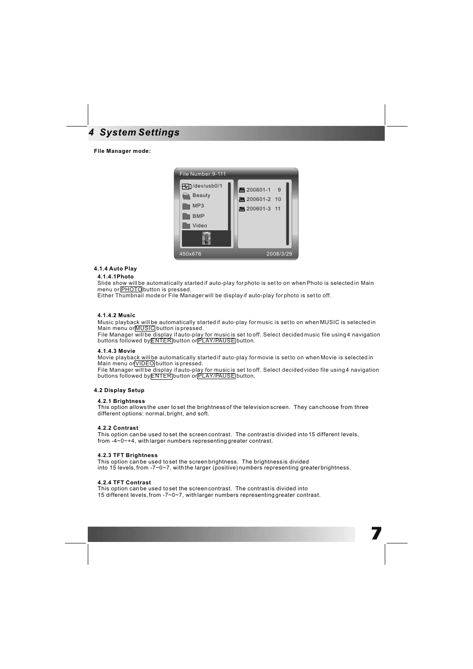 4 system settings | BUSH DPF801 User Manual | Page 10 / 26