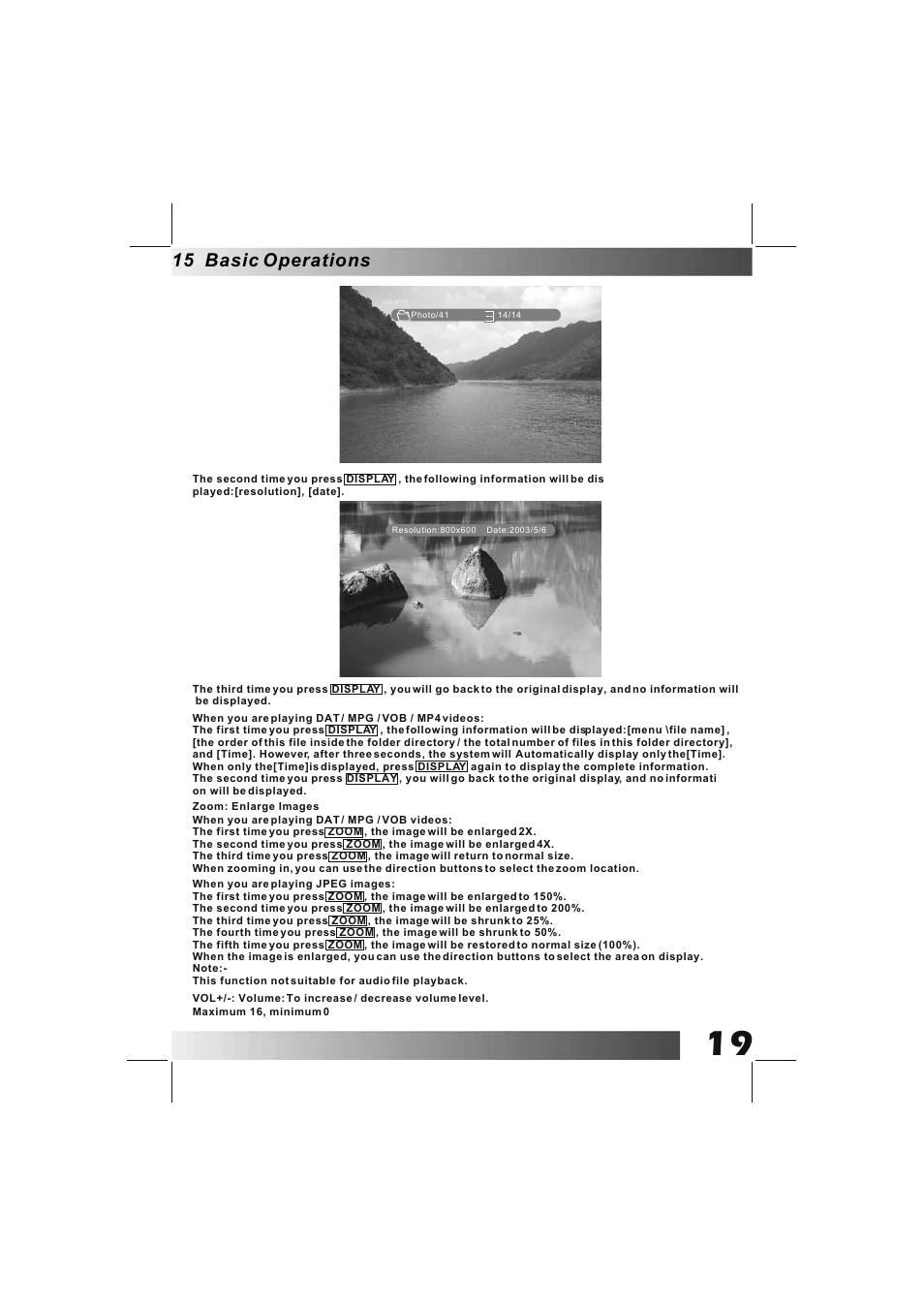 15 basic operations | BUSH DPF801 User Manual | Page 22 / 26