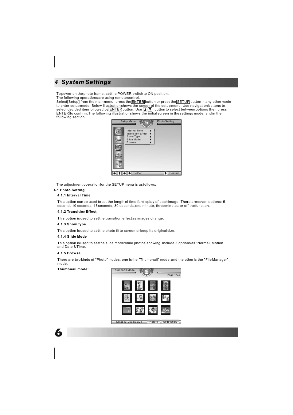 4 system settings | BUSH DPF801 User Manual | Page 9 / 26
