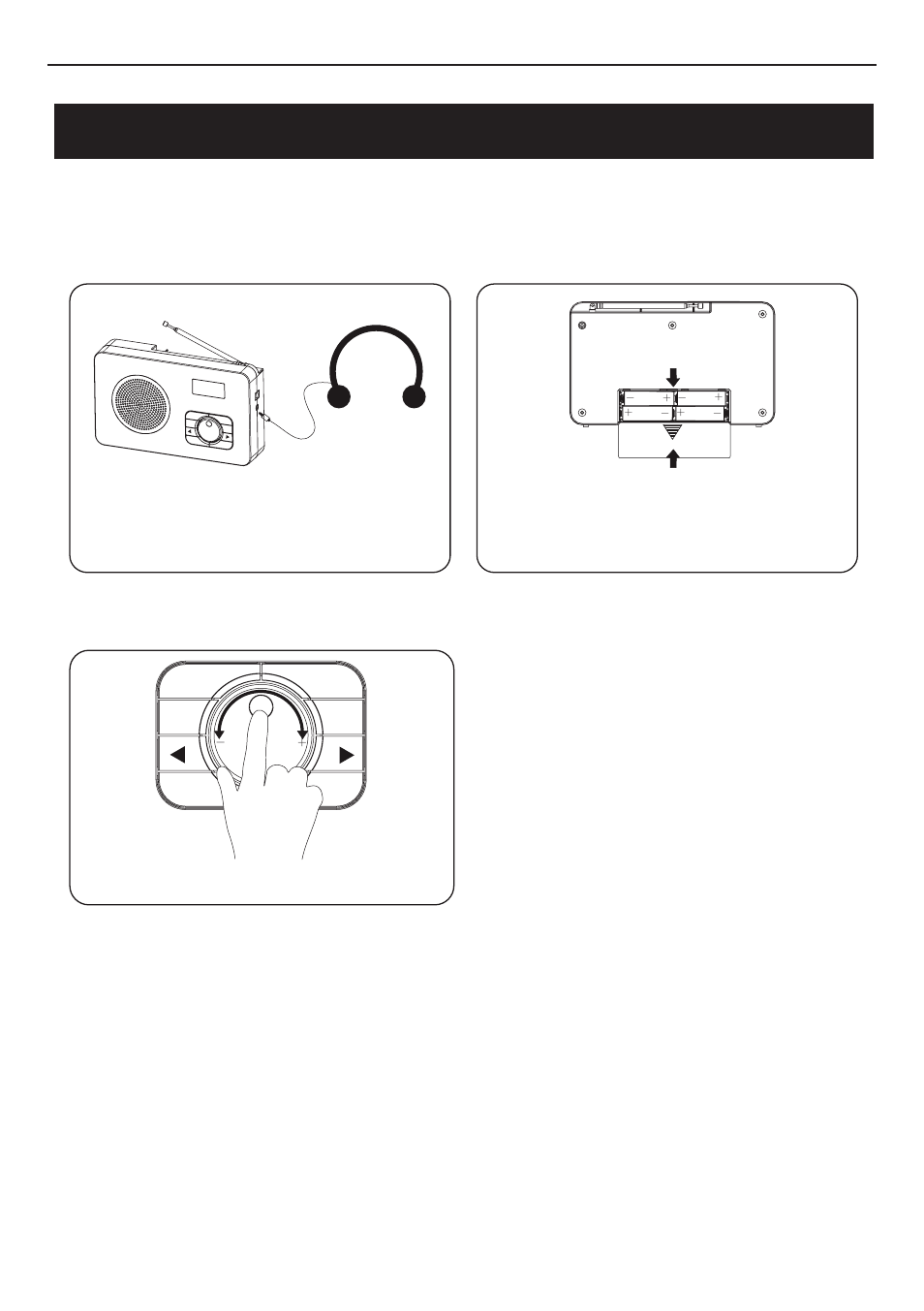 Getting started, Insert your headphones, Installing the batteries 7. adjust the volume | Open close | BUSH DAB+ DIGITAL RADIO BR05DAB User Manual | Page 8 / 16