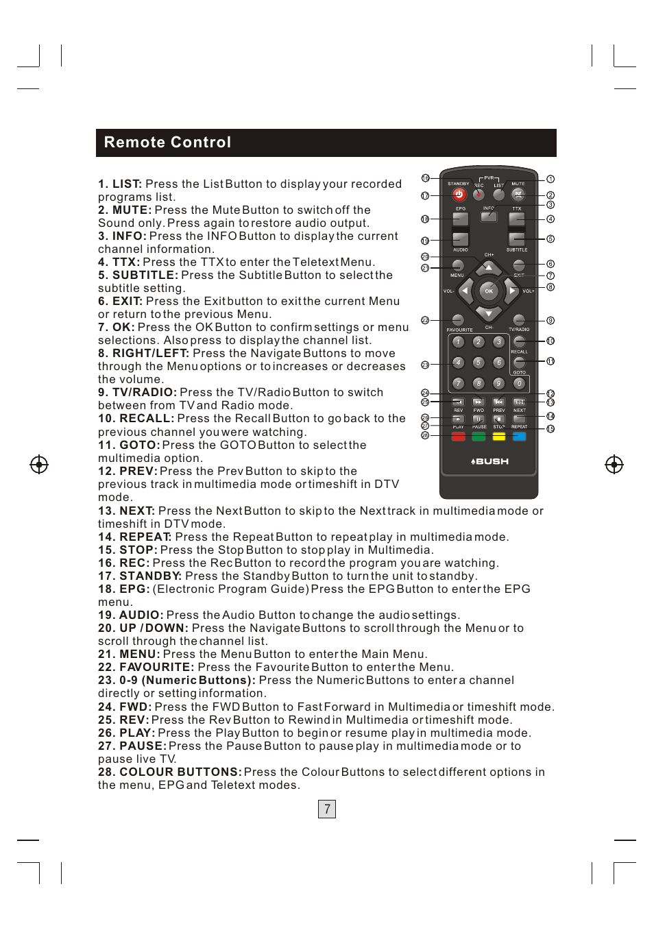 Т³гж 8 | BUSH High Definition Digital Set Top Box With USB Record DFTA46R User Manual | Page 8 / 26