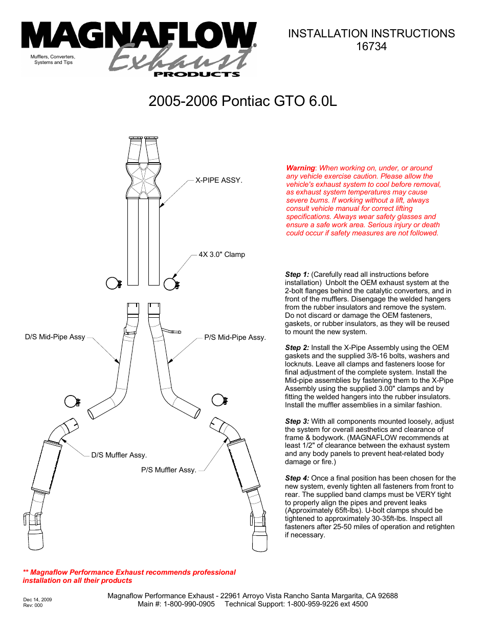 MagnaFlow PONTIAC GTO Stainless Cat-Back System PERFORMANCE EXHAUST User Manual | 1 page