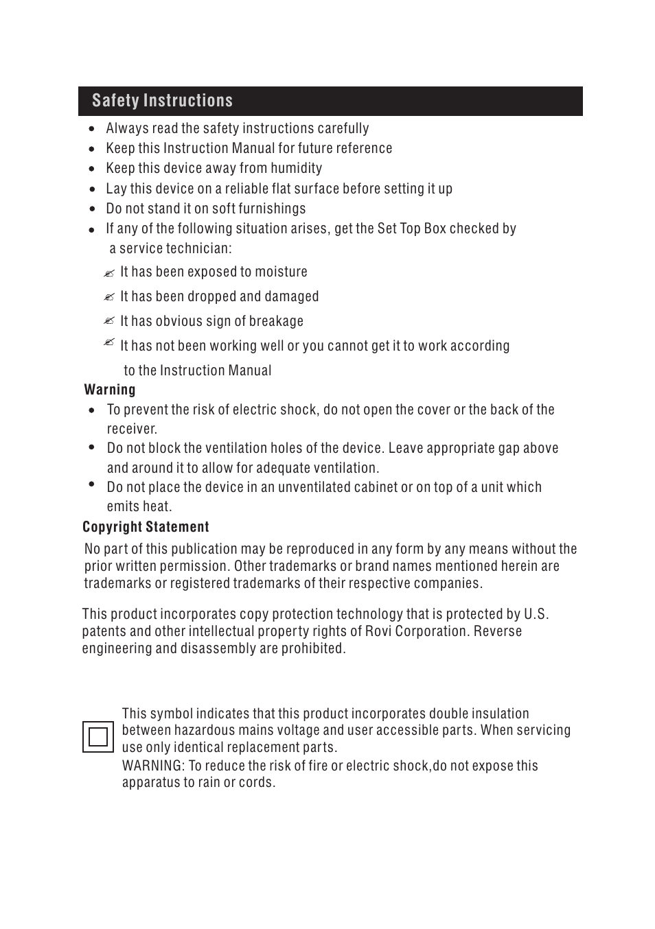 Safety instructions | BUSH DVD Player With Integrated High Definition Digital Set Top Box DFTA49DVD User Manual | Page 3 / 32