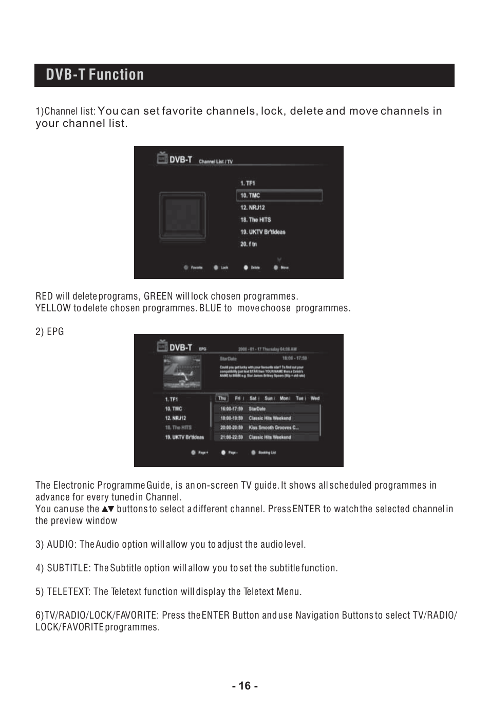 Dvb-t function | BUSH High Definition Digital Set Top Box with Integrated Blu-Ray Player DFTA60BR User Manual | Page 21 / 27