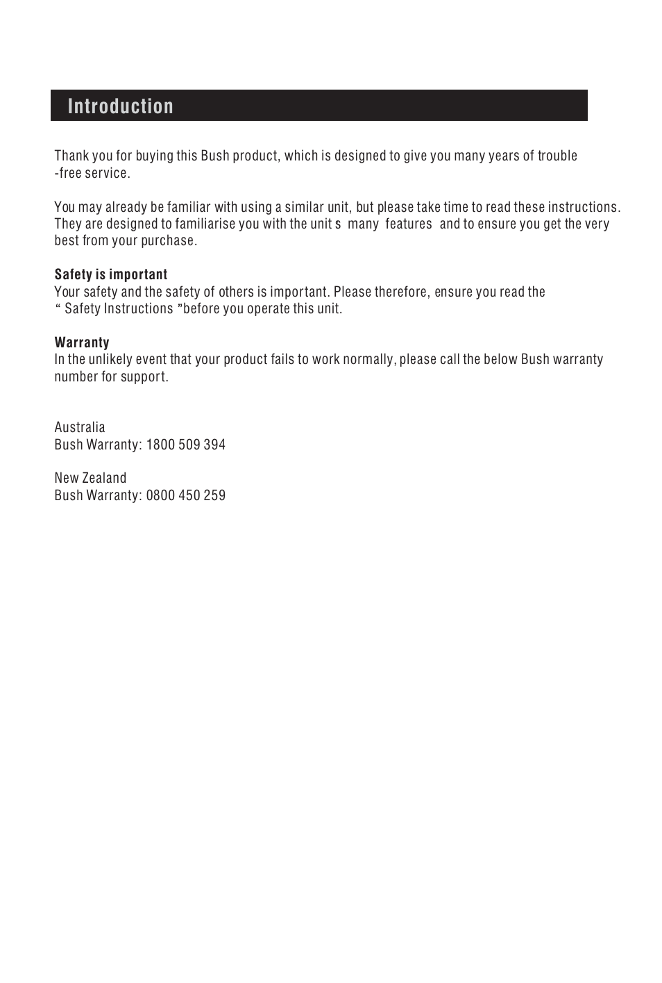 Introduction | BUSH High Definition Digital Set Top Box with Integrated Blu-Ray Player DFTA60BR User Manual | Page 4 / 27