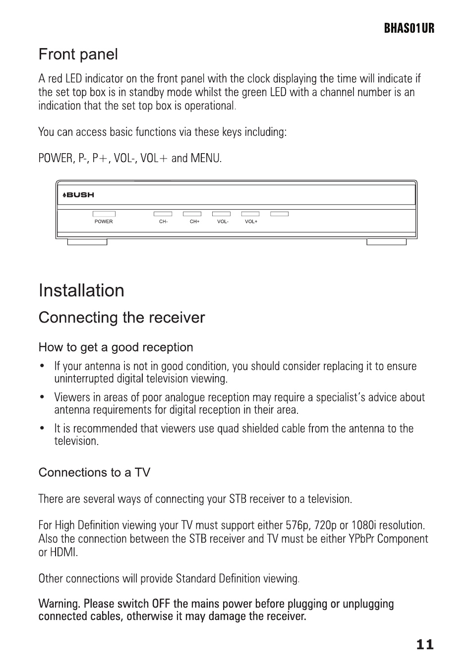 BUSH BHAS01UR User Manual | Page 11 / 40