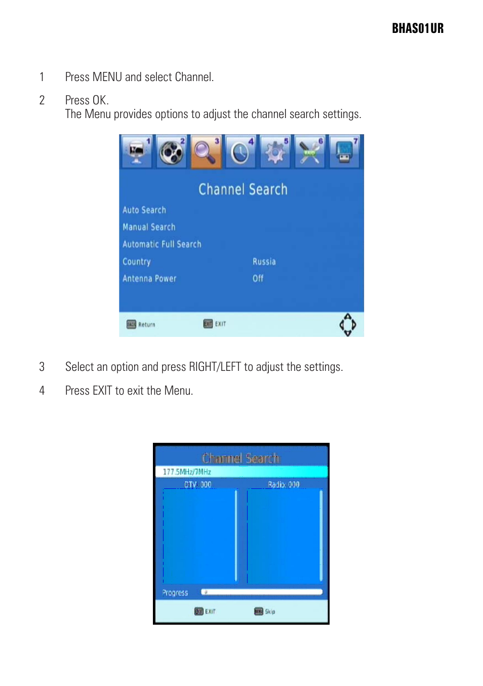 Channel search | BUSH BHAS01UR User Manual | Page 21 / 40