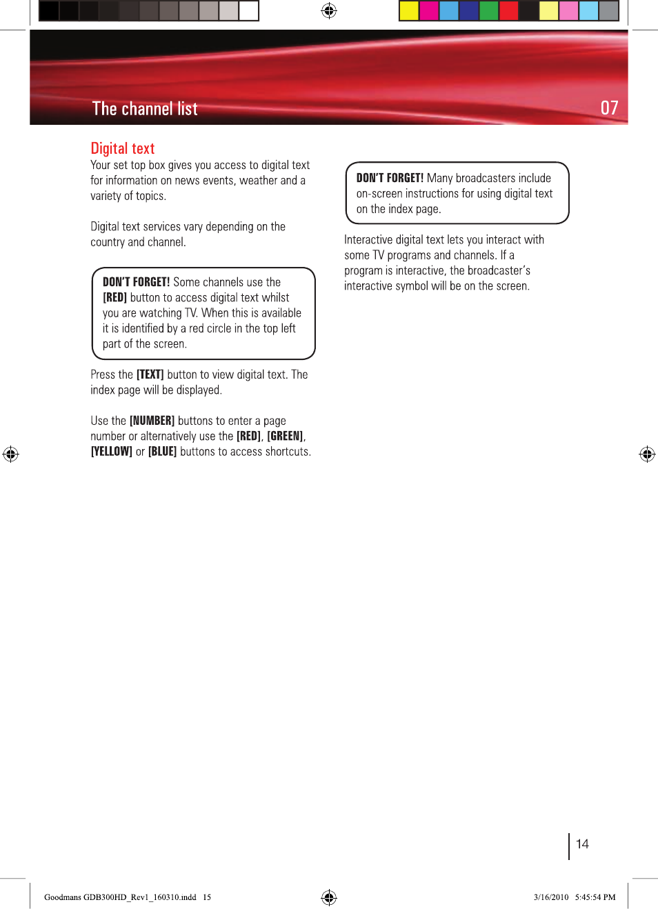 BUSH Freeview High Definition Digital Set Top Box DFTA50FVE User Manual | Page 16 / 30