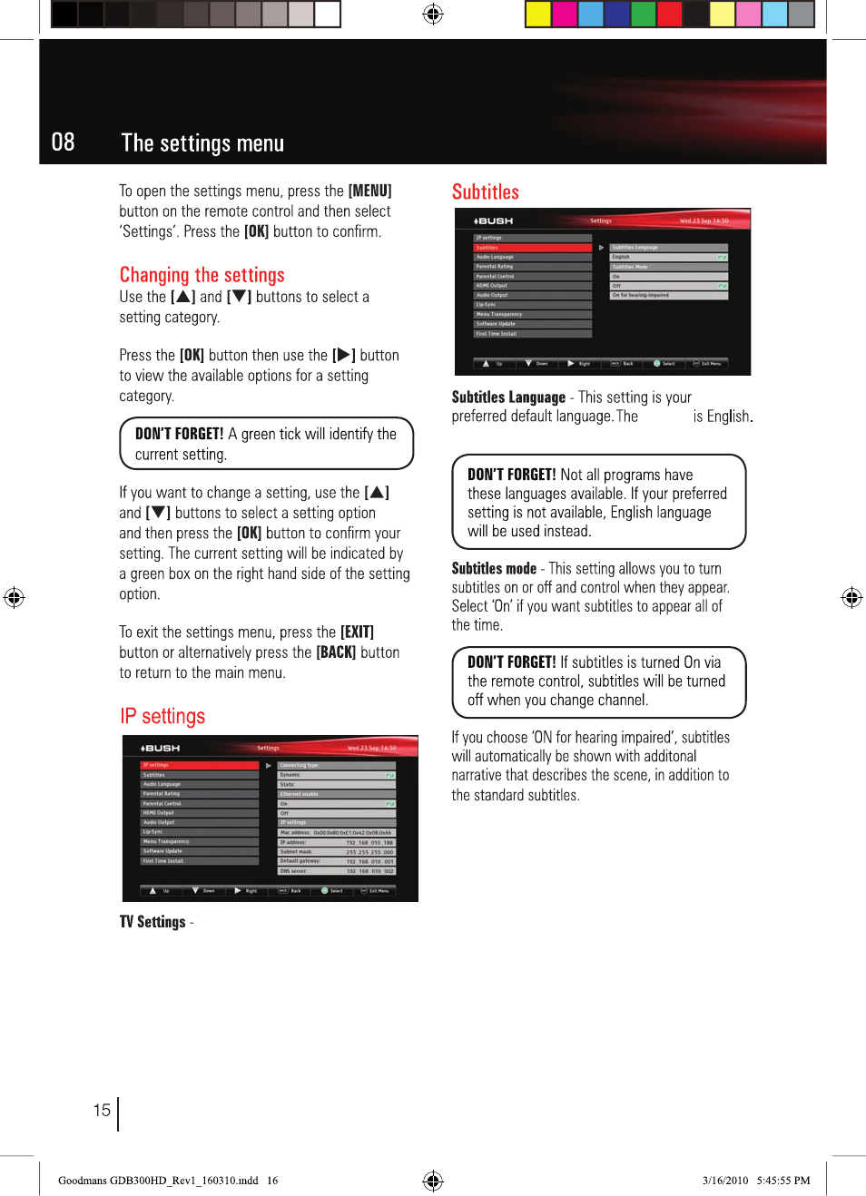 BUSH Freeview High Definition Digital Set Top Box DFTA50FVE User Manual | Page 17 / 30