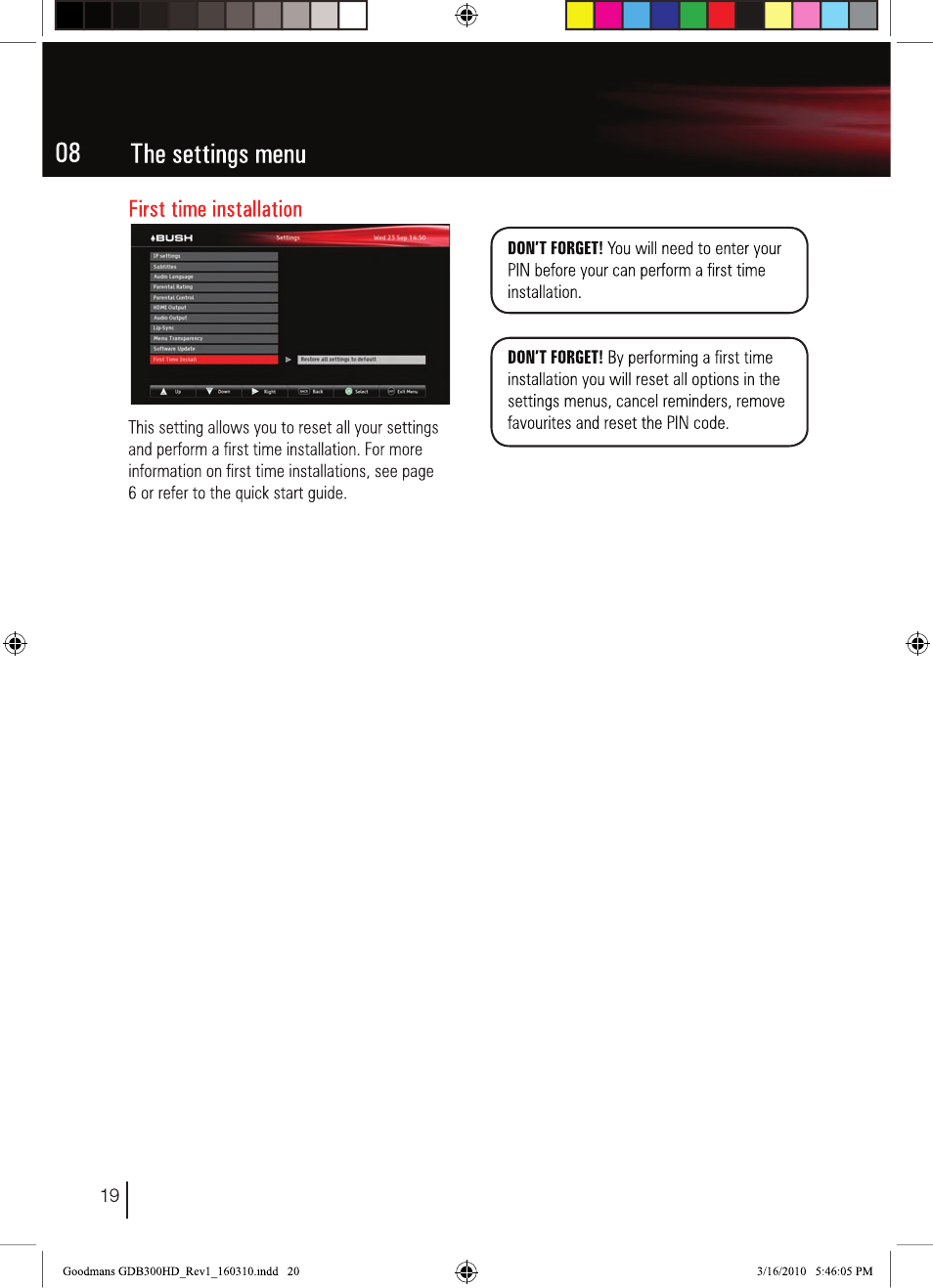 BUSH Freeview High Definition Digital Set Top Box DFTA50FVE User Manual | Page 21 / 30