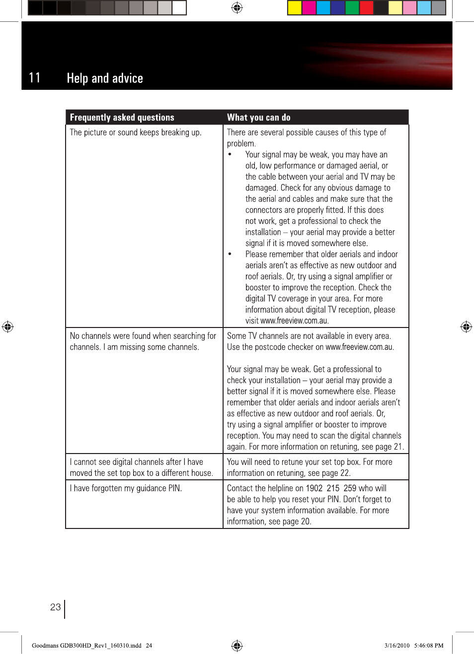 BUSH Freeview High Definition Digital Set Top Box DFTA50FVE User Manual | Page 25 / 30