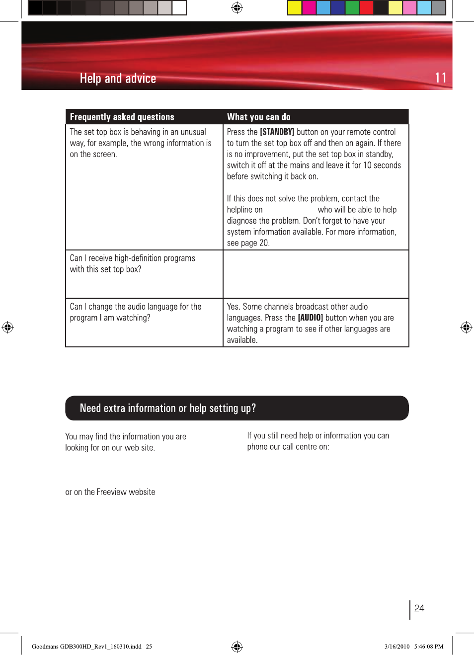 BUSH Freeview High Definition Digital Set Top Box DFTA50FVE User Manual | Page 26 / 30