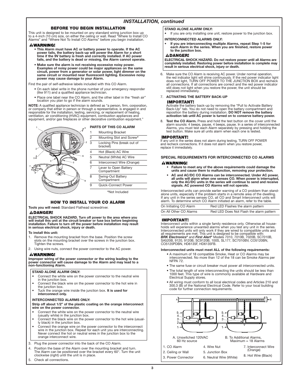 Installation, continued | BRK electronic CO5120PDBN User Manual | Page 3 / 7