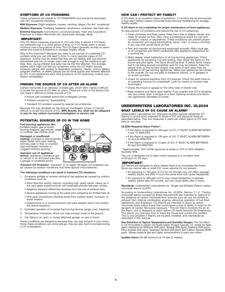 Underwriters laboratories inc. ul2034 | BRK electronic CO5120PDBN User Manual | Page 6 / 7