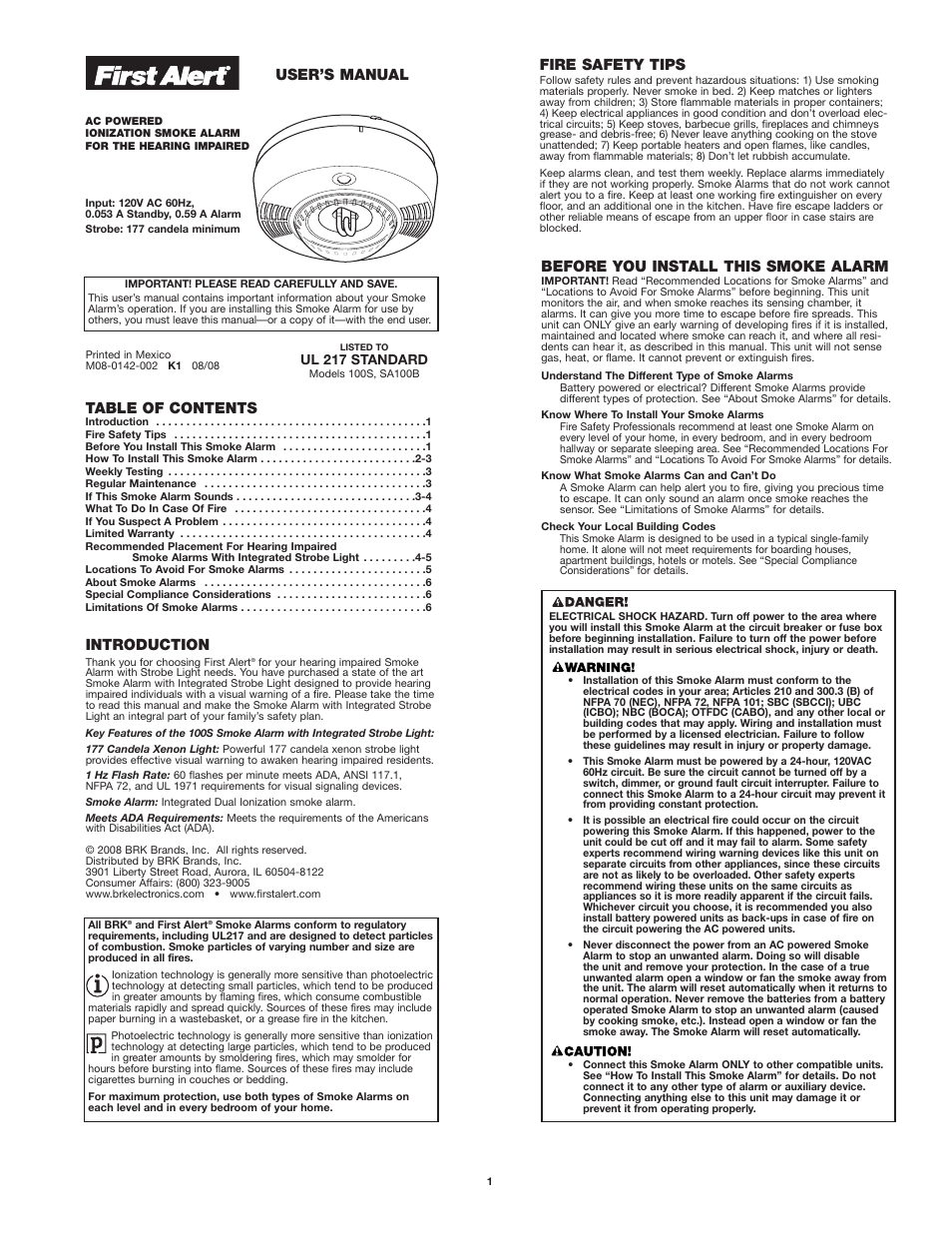 BRK electronic SC9120B User Manual | 6 pages