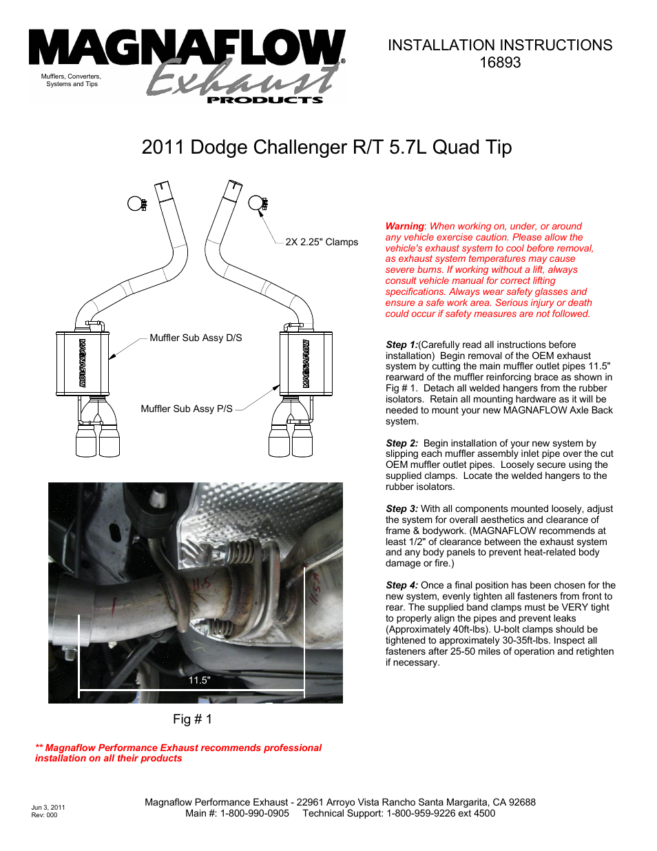 MagnaFlow DODGE CHALLENGER R/T HEMI Stainless Cat-Back System PERFORMANCE EXHAUST User Manual | 1 page