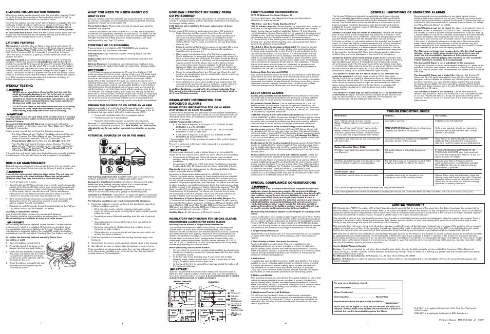 BRK electronic SCO500 User Manual | Page 2 / 3