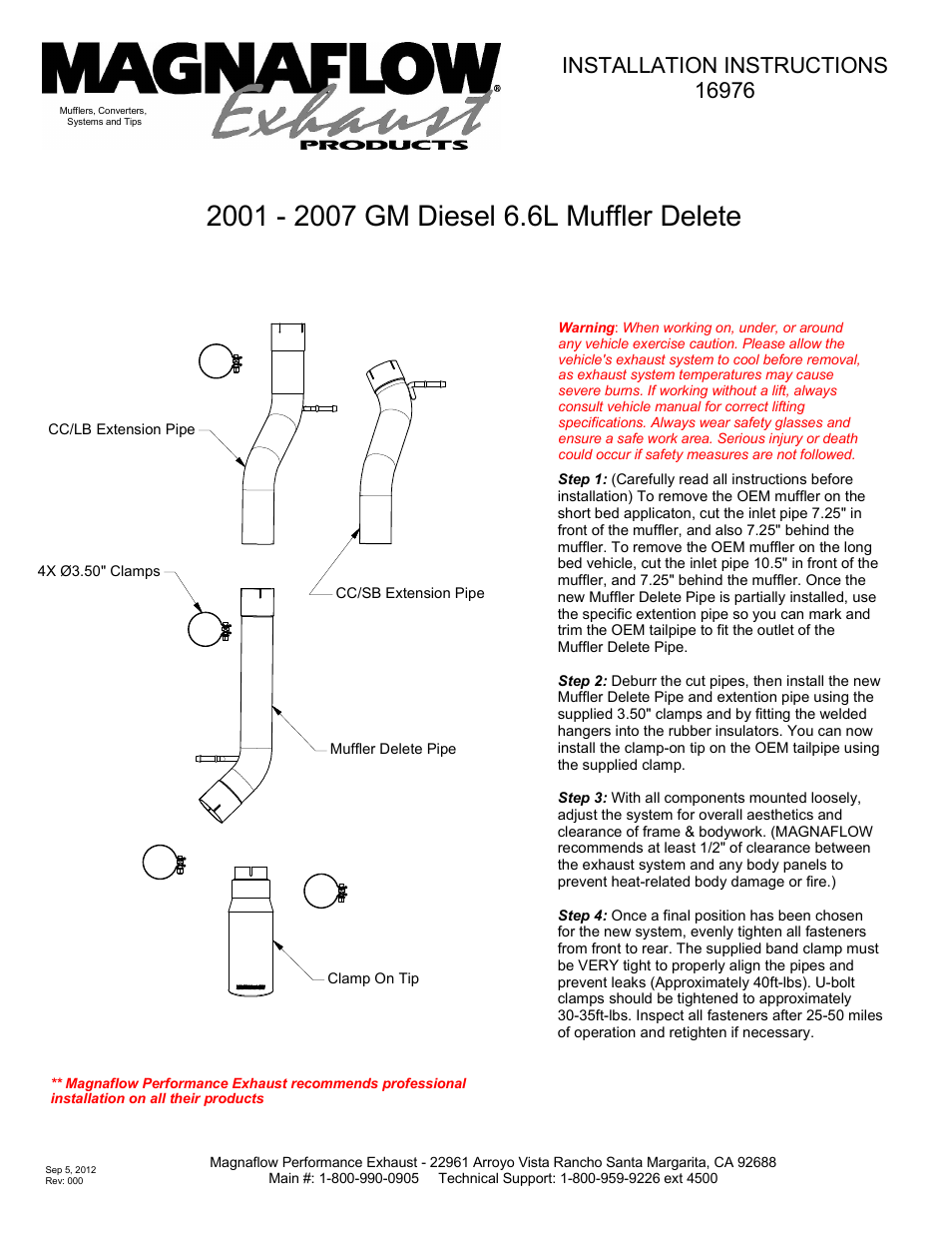 MagnaFlow GMC DIESEL DURAMAX, D-FIT MUFFLER KIT Exhaust Muffler PERFORMANCE EXHAUST User Manual | 1 page