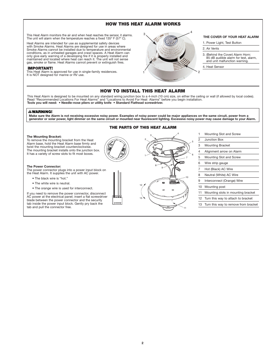 How to install this heat alarm, How this heat alarm works | BRK electronic UL539 User Manual | Page 2 / 6