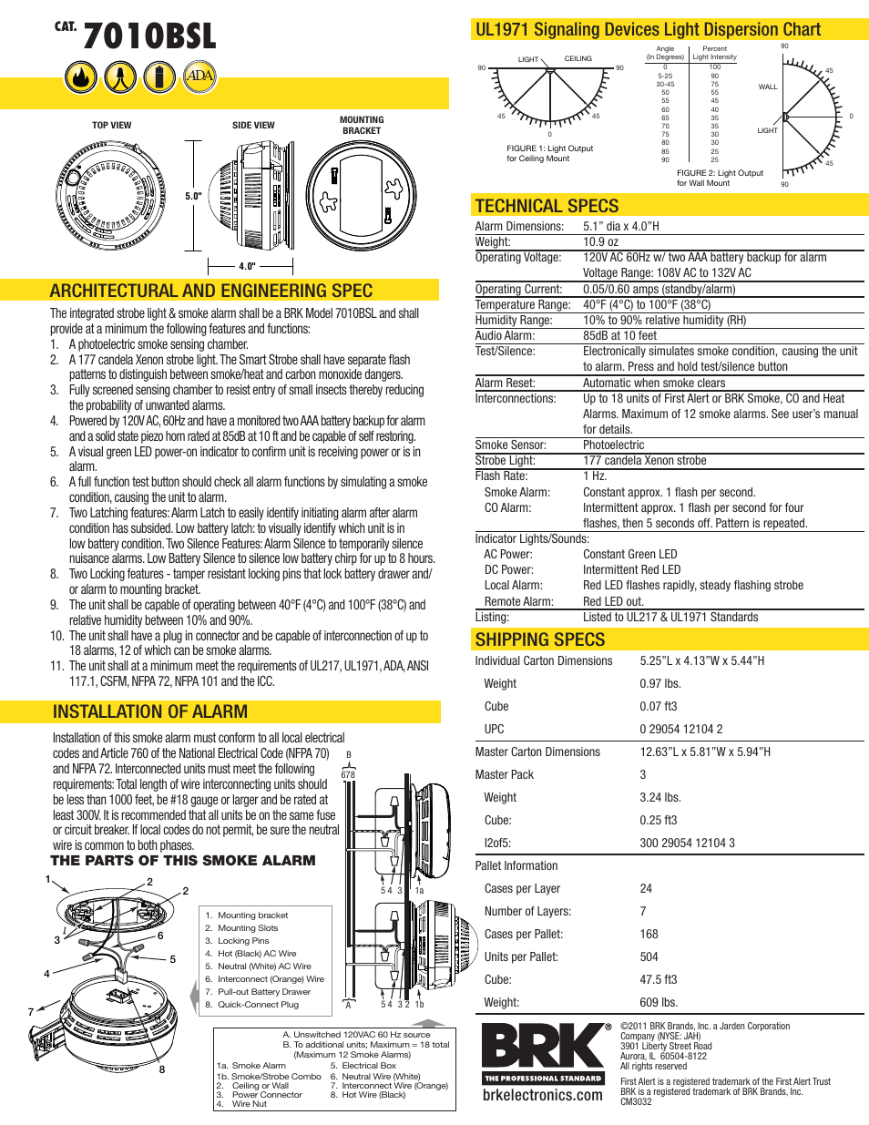 7010bsl | BRK electronic INTEGRATED SMOKE ALARM & STROBE LIGHT 7010BSL User Manual | Page 2 / 2