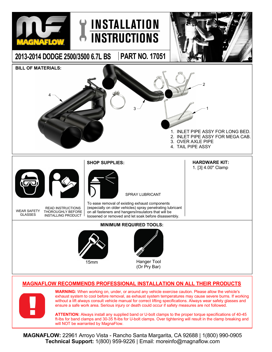 MagnaFlow DODGE DIESEL CUMMINS, DUAL SYSTEM Black Series Kit Diesel PERFORMANCE EXHAUST User Manual | 3 pages