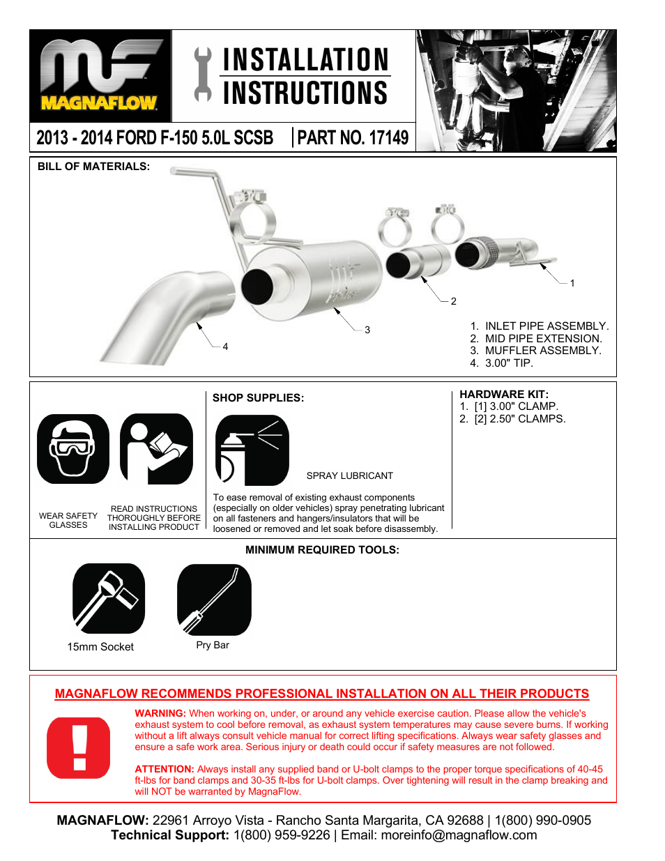 MagnaFlow FORD TRUCK F-150 Stainless Cat-Back System PERFORMANCE EXHAUST User Manual | 2 pages
