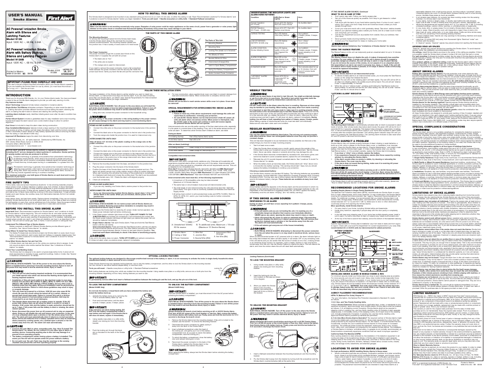 BRK electronic 9120LB User Manual | 1 page